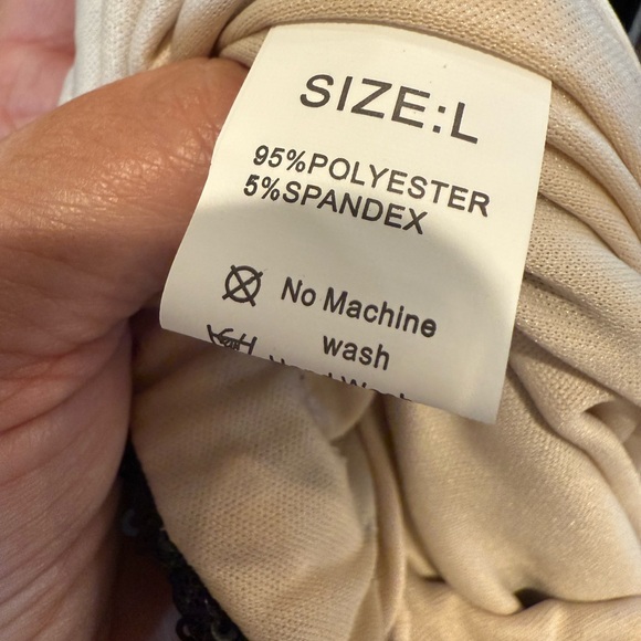 Black Sequin Sheer Flare Pants – Size L (NWT) - Picture 4 of 4